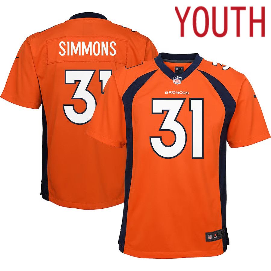 Youth Denver Broncos 31 Justin Simmons Nike Orange Game NFL Jersey